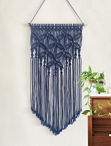Handmade Cotton Home Decor Macrame Wall Hanging Navy - color: Navy