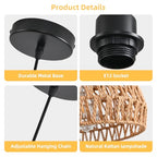 Rattan Pendant Light, 11" Boho Dome Dining Room Chandelier, Brown Woven Kitchen Pendant Lighting over Island, Coastal Wicker Light Pendant Hanging Light Fixture for Nursery Entryway Bedroom, E26 Base - color: 11" Brown
