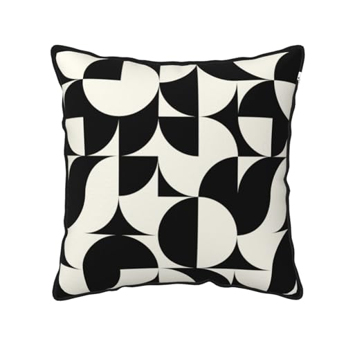 Black and White Boho Velvet Throw Pillow Covers 18x18 Inches Farmhouse Home Decor Pillowcase Mid Century Modern Geometric Abstract Cushion Cover for Sofa Bed Living Room - color: Mid Century Modern Black and White, size: 18" x 18" (Pack of 1)