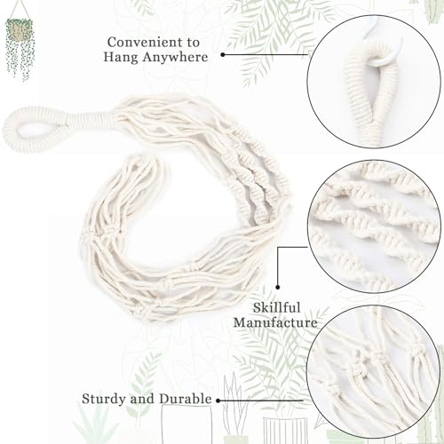 Augshy 27inch Macrame Plant Hanger, 2 Packs Plant Hangers with Hooks, Hanging Planter for Indoor Plants Decorative Macrame Pot Hanger for Home Decor - color: White, size: 27 Inches