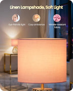 Pink and Gold Table Lamp, Small Bedside Lamp with Metal Base & Pink Linen Lampshade, Modern Nightstand Lamp, Little Cute Desk Lamp for Girl Kid's Room, 2700K LED Bulb Included, DP06TL05 - color: Pink + Gold