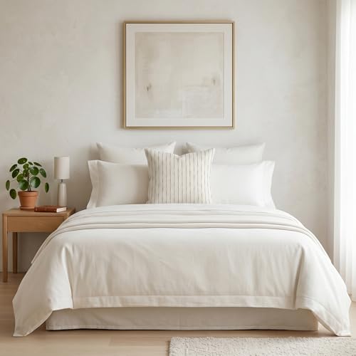 SanVia Cotton Throw Pillow Covers 20x20 – Handwoven Jacquard Texture, Fade-Resistant, No Pilling – Hidden Zipper, Decorative Cushion Cover for Sofa, Couch, Bed – Insert Not Included (Striped, White) - color: Light Gray, size: 20" x 20"