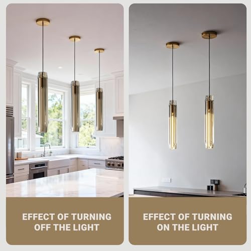 Pendant Lights Kitchen Island Pendant Lights Pendant Light fixtures Kitchen Pendant Light pendent Light 15" Amber Crystal lampshade Island Pendant Lights for Kitchen - color: Amber,Copper color