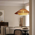 LIGHTLAND 23.6 Inch Bohemian Rattan Pendant Light, Twine Woven Chandelier, Wabi-sabi Style Handwoven Chandelier for Dining Room, Kitchen Island, Living Room - color: 23.6 Inch