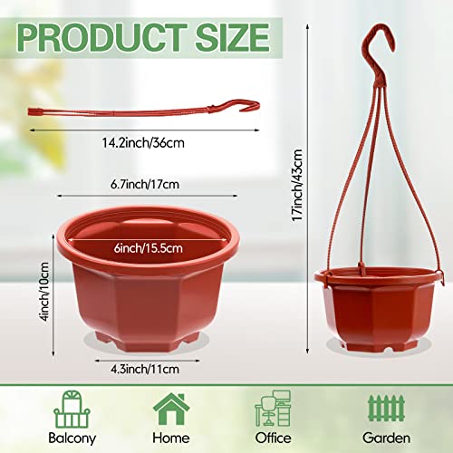 Roshtia 24 Pcs Hanging Plastic Planter Pot with Hook Flower Pots Baskets Hanging Nursery Planter Holder for Outdoor Indoor Plant Garden(Brown,6.7 Inch) - color: Brown, size: 6.7 Inch