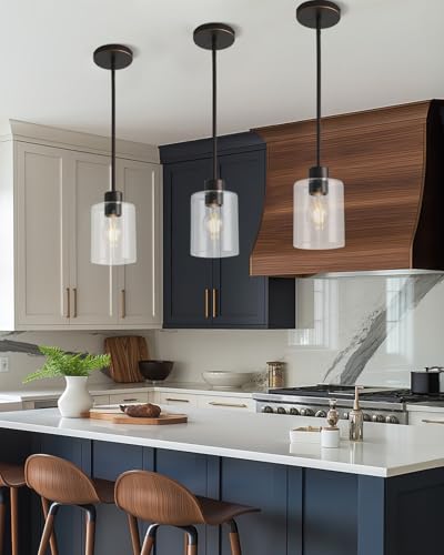 Brown and Gold Pendant Lights Kitchen Island - Clear Glass Pendant Light Fixture Multiple Stems Rods 3 Units 12 Inch 3 Units 4 Inch (1 Pack Brown and Gold Downrod) - color: Brown and Gold 1PK