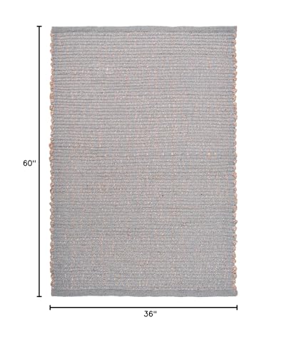 Super Area Rugs Hand Woven 3x5 Jute Cotton Rug Gray – Artisan Made in India – Perfect for Home Office or Nursery or as Bedside Rug - color: Light Gray, size: 3' x 5'