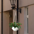 Srmayyi 4 Pack 8 inch Plastic Self Watering Hanging Planters,Round Hanging Basket Planter with Drainer and Metal Chain,White Garden Flower Plant Pot Container for Indoor Outdoor Plants - size: 4 pcs white