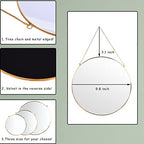 LONGWIN Hanging Wall Circle Mirror Decor Gold Geometric Mirror with Chain for Bathroom Bedroom Living Room 9.8" - size: 12.9"L x 9.8"W