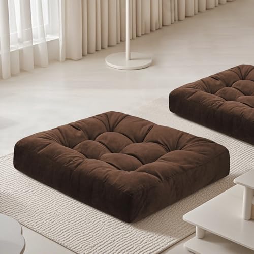 Meditation Floor Pillow 22×22 Inch 2 Pack Large Floor Cushions for Adults Square Tufted Corduroy Floor Pillows for Yoga Living Tatami Room Coffee - color: Coffee