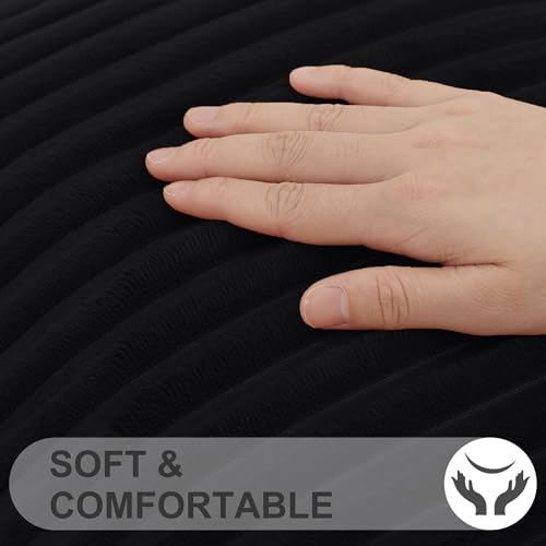 Simmore Decorative Throw Pillow Covers 16x16 Set of 2, Soft Natural Plush Flannel Double-Sided Fluffy Couch Pillow Covers for Sofa Living Room, Black - color: Black, size: 16" x 16" (Pack of 2)
