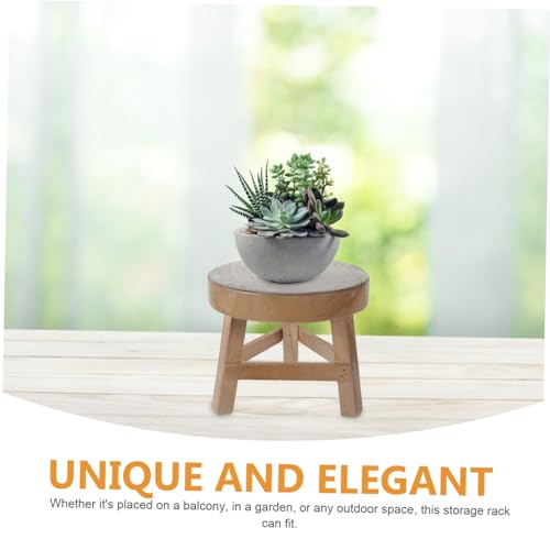 Happyyami Boho Plant Stand Wooden Succulent Stool Indoor Garden Accessory Multi-use Planter Stand