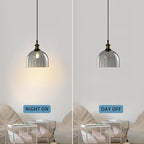 Modern Pendant Lights for Kitchen Island, Industrial Rustic Hanging Ceiling Lighting Fixtures, Glass Dome Lampshade Chandelier, 7.86" Handmade Bell Shaped Lamp Shade, Smoke Grey - color: Smoke Grey, size: 20CM