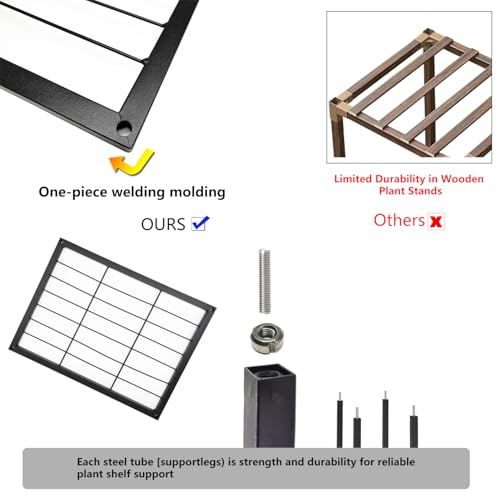 Metal Plant Stand Indoor Metal Plant Stands Outdoor Tiered Plant Shelf for Multiple Plants, 4 Tiers 8 Potted Plant Rack Holder Garden Shelves Flower Stand for Living Room Patio Corner (8 Tiers-B)