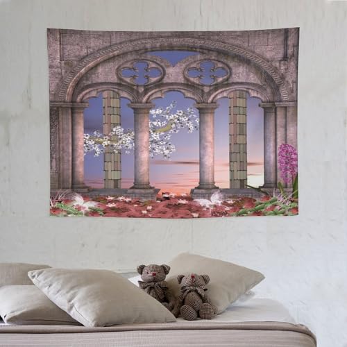 Houselerax Gothic Tapestry,Antique Victorian Style Floral Garden Wall Hanging Decor Tapestries for Bedroom Living Room 60"x40" - color: Gothic-10, size: W60xL40in