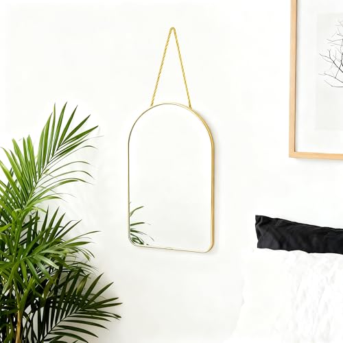 Arched Wall Mirror with Plastic Frame Arched Bathroom Mirror (Gold, 10.24" L x 6.5" W) - size: 10.2"L x 6.5"W
