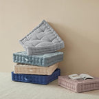 Intelligent Design Floor Pillow - Shredded Foam Filled Meditation & Yoga Cushion, Chenille Tufted, Handsewn Scalloped Edge, Oeko-TEX Certified, Azza, 24" x 24" x 5" Grey - color: Grey, size: 24"W x 24"L x 5"H