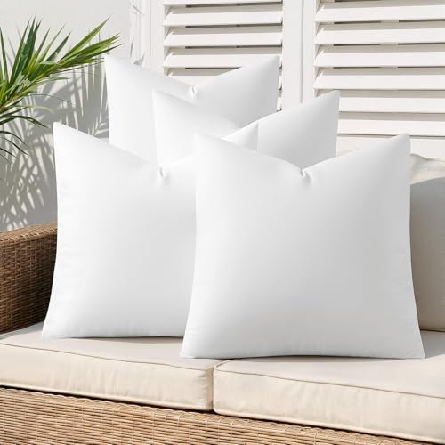 MIULEE Outdoor Pillow Inserts 16x16 Pack of 4 Waterproof Throw Pillow Inserts Decorative 100% Virgin Fibers Filling for Patio Sofa Couch - size: 16x16 Inch