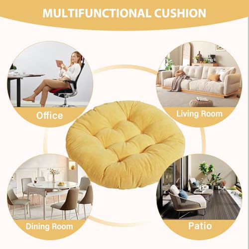 Tiita Outdoor Cushions Square Floor Pillow Thicken Tufted Seat Pad Large Floor Cushion for Yoga Meditation Living Room - color: Round|yellow, size: 1 Count (Pack of 1)