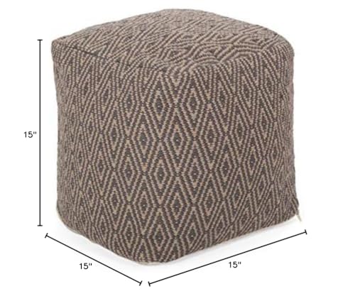 Foamma Pouf Ottoman Grey+Brown, 15"x15"x15" - Square Ottoman Foot Rest for Living Room and Bedroom, Pouf Footstool, Foot Rest for Couch, Boho Furniture for Home - color: Grey + Brown