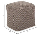 Foamma Pouf Ottoman Grey+Brown, 15"x15"x15" - Square Ottoman Foot Rest for Living Room and Bedroom, Pouf Footstool, Foot Rest for Couch, Boho Furniture for Home - color: Grey + Brown