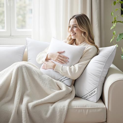 MIULEE 18x18 Inch Pillows Inserts, Pack of 4 Down Alternative Virgin Filling Comfy Support Throw Pillows for Sofa Couch Bed - size: 18x18