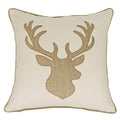 Embroidered Throw Pillow Covers Deer Head Pattren 18x18 Inches for Living Room Cotton Cushions Covers (Khaki) … - color: Deer Head-khaki