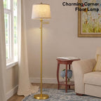 Ruiever Dimmer LED Floor Lamp,Tall Standing Lamp with Swing Arm,Gold Lamp with Dimmer LED Bulb,Elegant Floor Lamp for Living Rooms & Bedroom (Gold) - color: Gold
