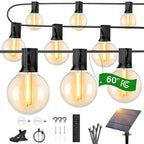 OHLUX 60FT Solar Globe String Lights Outdoor, Shatterproof Solar Patio Lights with Remote, 27 Dimmable LED Filament G40 Bulbs, 2200K Soft Warm White Edison Hanging Light for Outside Backyard Deck - size: 60FT