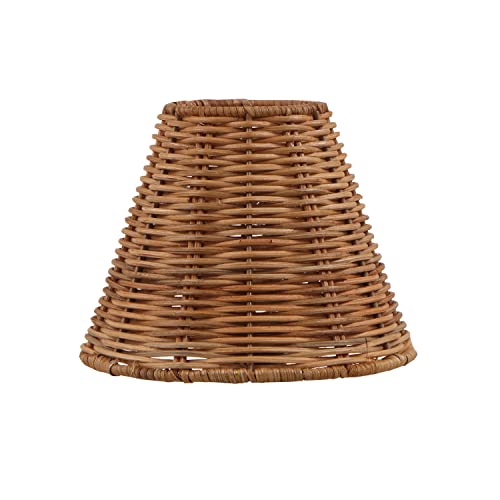 Aspen Creative 51003 Empire Clip-On Chandelier Lamp Shade, Natural Rattan, 3" Top x 6" Bottom x 5" Slant Height - color: Natural - 6"