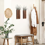 Wood Wall Planter with 20 pcs Artificial Eucalyptus, Modern Decor for Living Room Bedroom Bathroom Entryway, Farmhouse Boho Wall Vases for Dried Flowers and Faux Plants - 4 Pack