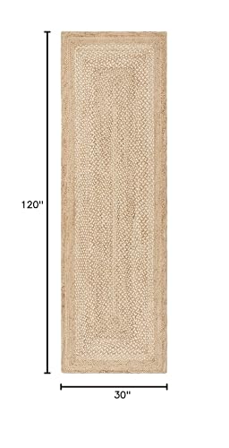 SAFAVIEH Natural Fiber Collection Runner Rug - 2'6" x 10', Natural & Ivory, Handmade Farmhouse Boho Coastal Rustic Jute, Ideal for High Traffic Areas in Living Room, Bedroom (NF885B) - size: 2'6" x 10' (Runner)