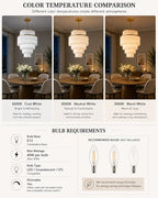 5-Tiered Boho Chandelier with Metal and White Fringe,3 Lights Fringe Pendant Light Fixture,Tassle Chandelier for entryway,Dining Room,Baby Nursery,Gold and White - color: White-Pendant