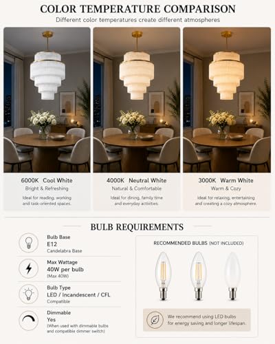 5-Tiered Boho Chandelier with Metal and White Fringe,3 Lights Fringe Pendant Light Fixture,Tassle Chandelier for entryway,Dining Room,Baby Nursery,Gold and White - color: White-Pendant