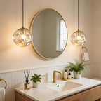 Modern Amber Concave Glass Pendant Light, 2-Pack Kitchen Island Lighting Single Globe Pendant Light Fixtures Century Kitchen Island Pendant Light for Bedroom Dining Room Light (Without Bulbs) - color: Amber-1 Light-2PC