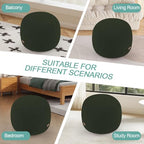 MeMoreCool Stuffed Round Pouf Ottoman Foot Rest, Floor Pouf Foot Stool with Soft Foam Chunk Filling, Small Round Ottoman Footstool Circle Footrest for Living Room, Green - color: Teddy Green