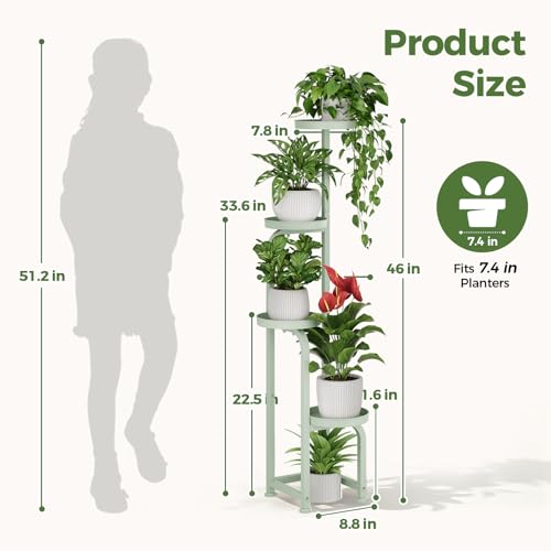 Bamworld Corner Plant Stand Indoor Outdoor, Tall Metal Flower Pot Stands for Multiple Plants, 4 Tier Mint Green Heavy Duty Plant Shelf for Patio Garden Balcony Living Room Bedroom(Patent Design) - color: Mint Green, style: Spiral 4Tier