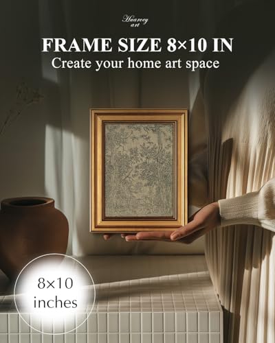 HUARCEY Gold Framed Canvas Wall Art, Antique Sketch Landscape Pictures Vintage Decor, Bedroom Kitchen Shelf Decor, Dark Moody Retro Country Farmhouse Canvas Paintings, 8x10inch - color: Landscape Sketch, size: 10"L x 8"W