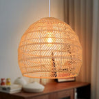 Arturesthome 15.7" Rustic Woven Pendant Ceiling Light Fixture,Rattan Chandeliers Hanging Light for Farmhouse Home Decro Kitchen Island Dinning - color: Rattan, size: 15.7in*13.78in