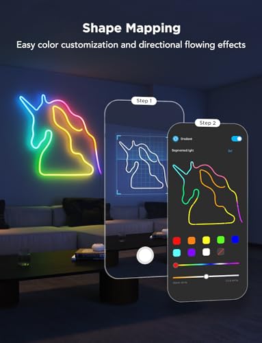 Govee RGBIC Neon Lights, LED Smart Neon Rope Light 2 Works with Matter, Alexa, Google Assistant, Custom DIY Neon Strip Lights for Bedroom and Wall Decor, Softer Material, 16.4ft, White - size: 16.4ft