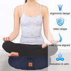 Round Zafu Meditation Cushion D=16" H=5.5" Zabuton Meditation Pillow Yoga Bolster Yoga Pillow Floor seat Zippered Organic Cotton Cover Natural Buckwheat kneeling pillow-Large - color: Grey