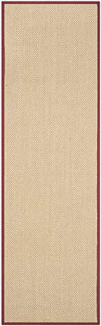 SAFAVIEH Natural Fiber Collection Runner Rug - 2'6" x 6', Maize & Burgundy, Sisal, Woven Design with Border (NF141D) - color: Maize/Burgundy, size: 2'6" x 6' (Runner)