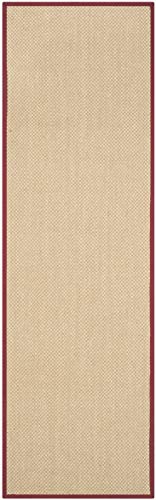 SAFAVIEH Natural Fiber Collection Runner Rug - 2'6" x 6', Maize & Burgundy, Sisal, Woven Design with Border (NF141D) - color: Maize/Burgundy, size: 2'6" x 6' (Runner)