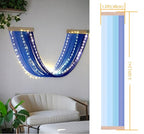 Macrame Fairy Lights Battery Operated with Remote,Large Macrame Wall Hanging with 20ft 100 LED String Lights, Blue Gradient Warm White Light for Living Room,Bedroom,Christmas,Holiday Deco - color: Blue-Warm White