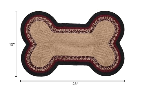 VHC Brands Braided Cotton Rug Medium, Cotton Area Rug, Accent Rug, Floor Decor, Connell Collection, Bone Shape 15x23, Burgundy - size: 15x23