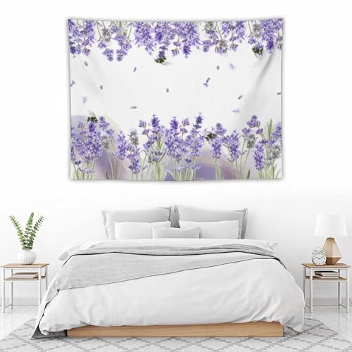 Houselerax Purple Lavender Floral Tapestry,Rustic Spring Flower Wall Hanging for Bedroom Living Room Dorm Decor, 40"x30" - color: Lavender Floral-2, size: W40xL30in