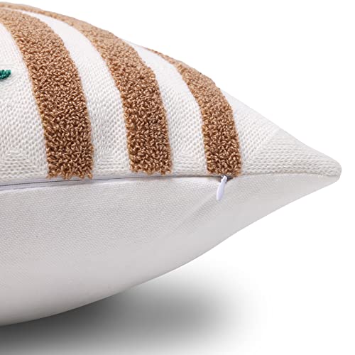 Merrycolor Boho Pillow Covers 18x18,Soft Mid Century Geometric Leaves Accent Pillows, Modern Aesthetic Decorative Throw Pillows for Couch Bed Sofa Bedroom,1 Pcs (Only 1 Pillow Cover) - color: Style F, style: 18 x 18-Inch