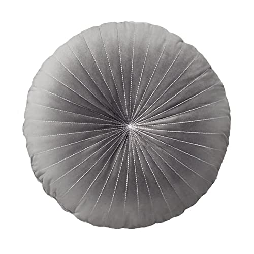 HLOVME Round Pillow Cushion for Couch Velvet Decorative Small Throw Pillow Solid Color for Living Room Bed Floor 15.7”, Gray - color: Z02-gray
