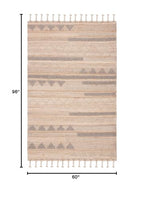 SAFAVIEH Natura Collection Area Rug - 5' x 8', Natural & Beige, Flat Weave Boho Braided Tassel Jute & Wool Design, Ideal for High Traffic Areas in Living Room, Bedroom (NAT278A) - size: 5' x 8' (Rectangular)