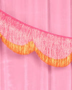 xo, Fetti Pink and Orange Scallop Fringe Banner | Bachelorette Party, Birthday, Summer Decor, Iridescent, Fiesta, Girly, Photo Prop, Backdrop